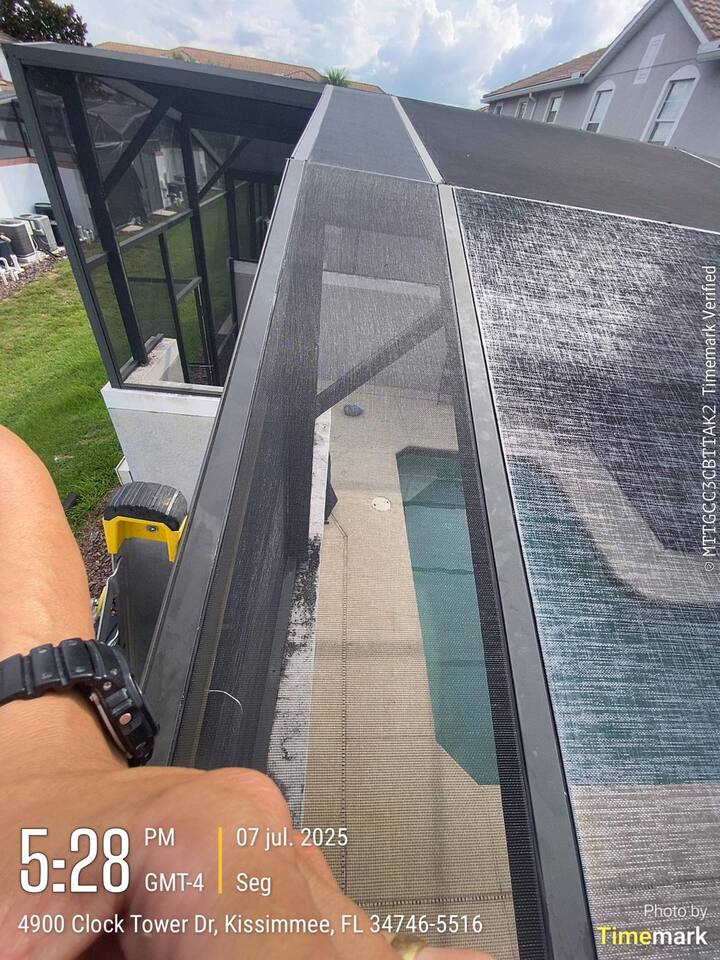 Roof screen panel in Kissimmee after repair